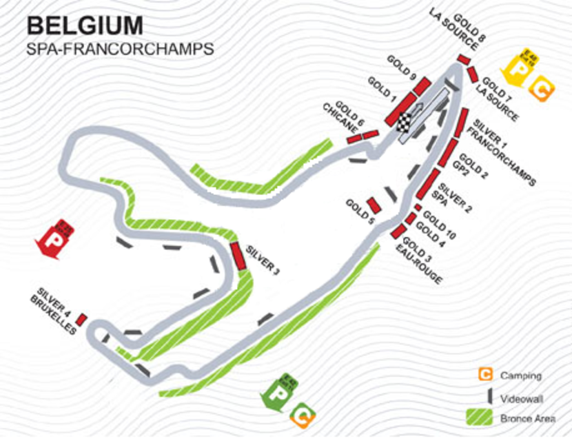 Streckenplan Belgien 2018 Streckenplan Belgien 2018