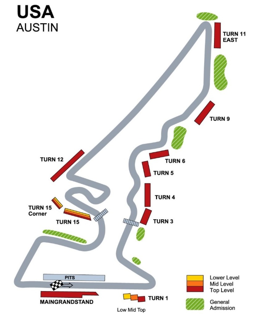 F1 USA Austin Streckenplan F1 USA Austin Streckenplan