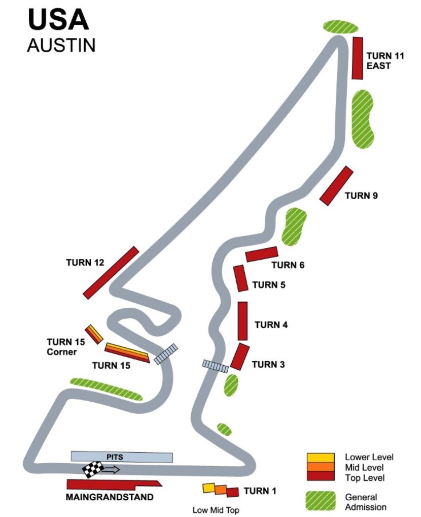 F1 USA Austin Streckenplan